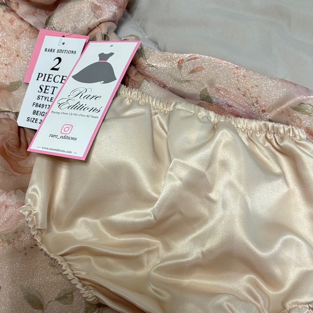 Brand New Rare Editions Pink and Cream Floral Dress Easter size 24 months - Picture 2 of 9